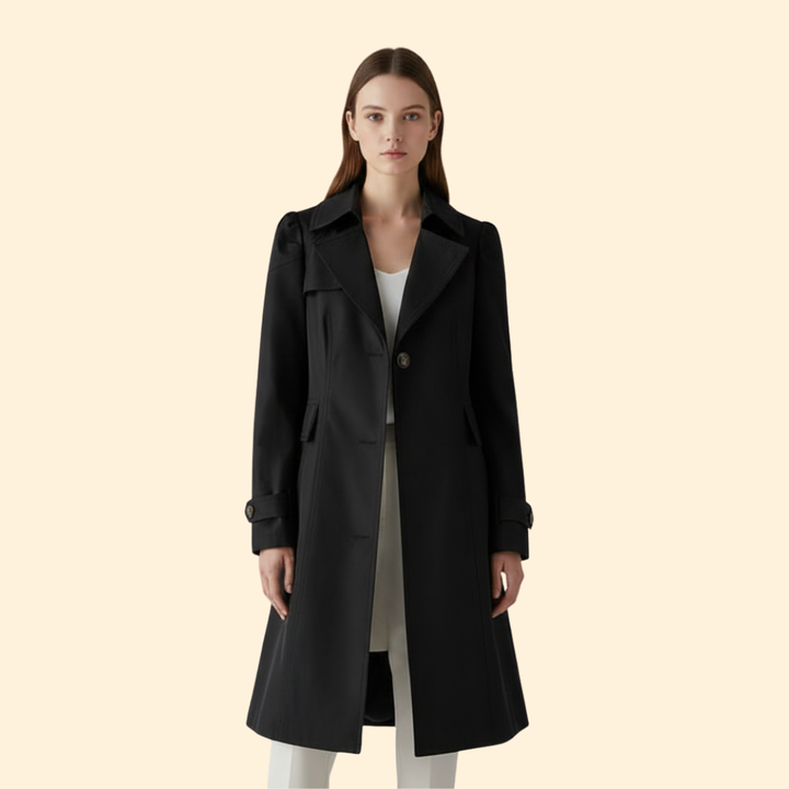 Women’s Long Coat with Flap Pockets