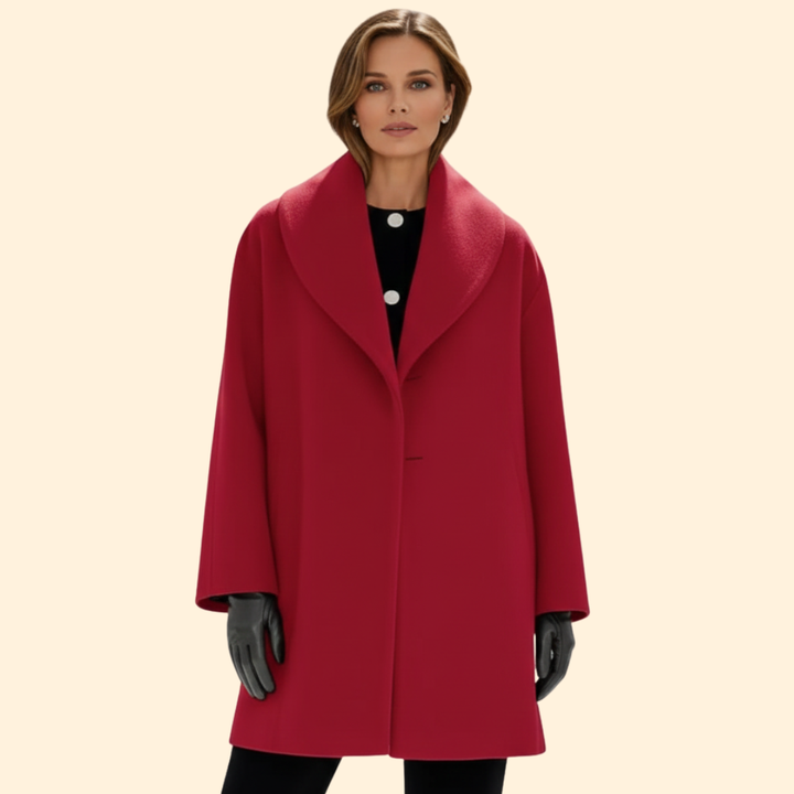 Women’s Mid-Length Coat with Wide Collar