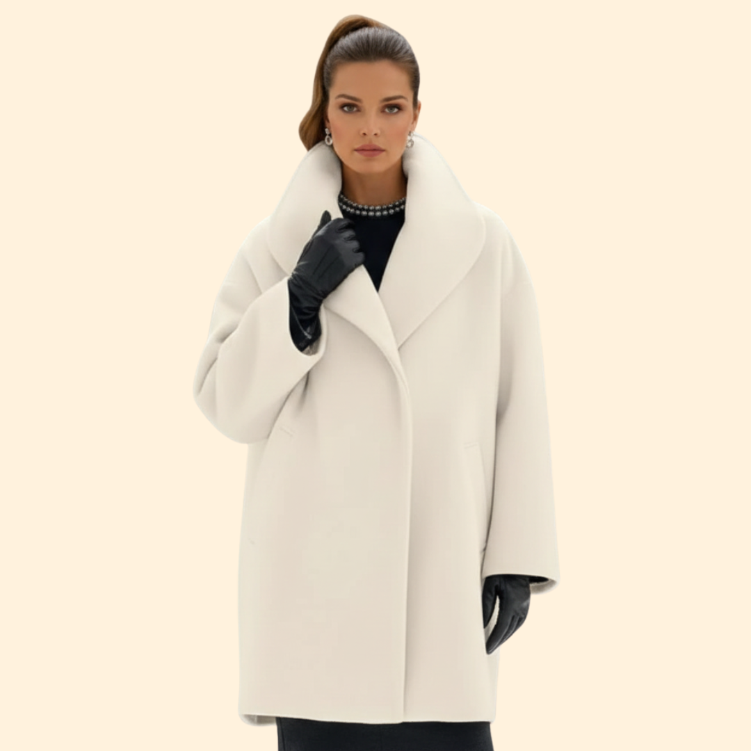 Women’s Mid-Length Coat with Wide Collar
