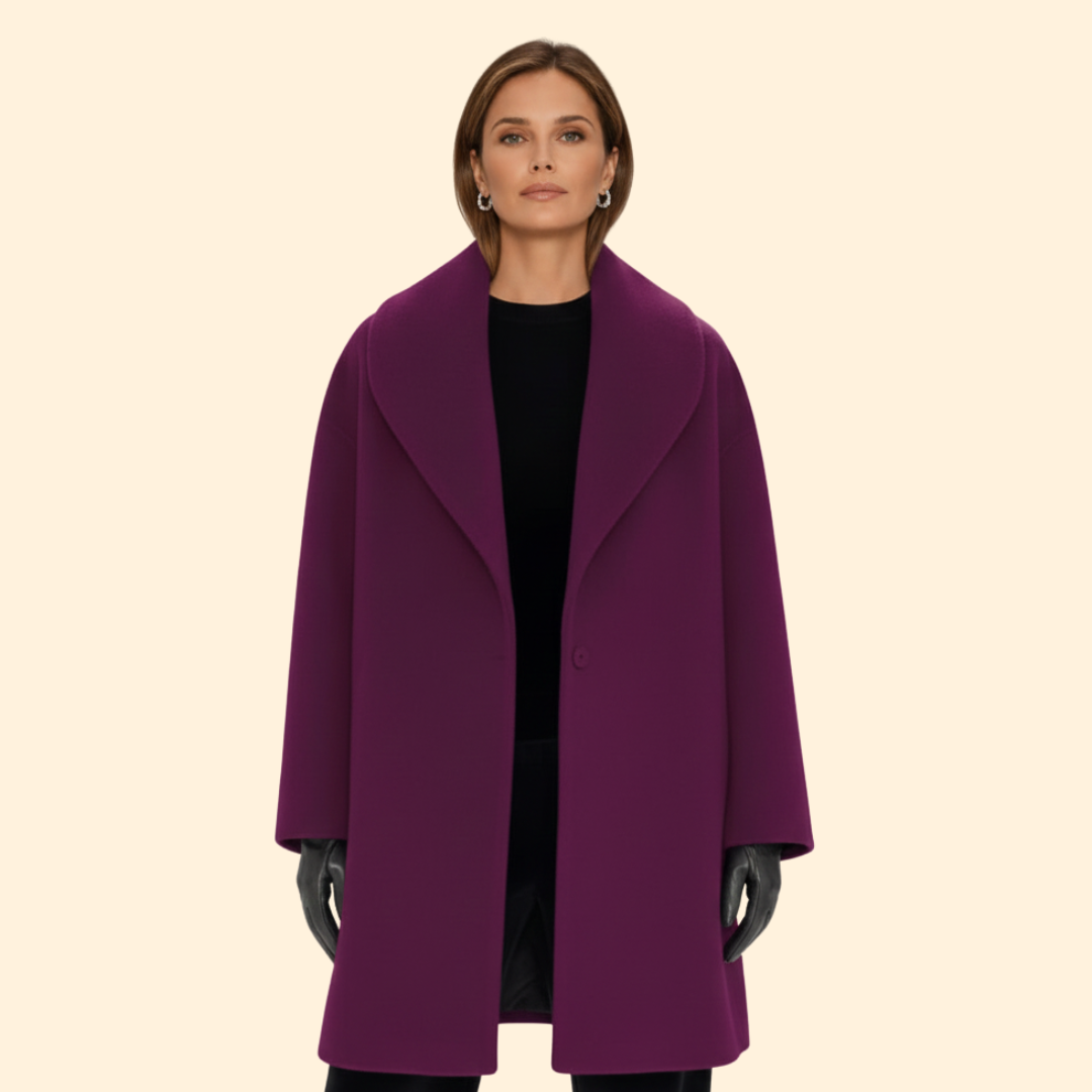 Women’s Mid-Length Coat with Wide Collar