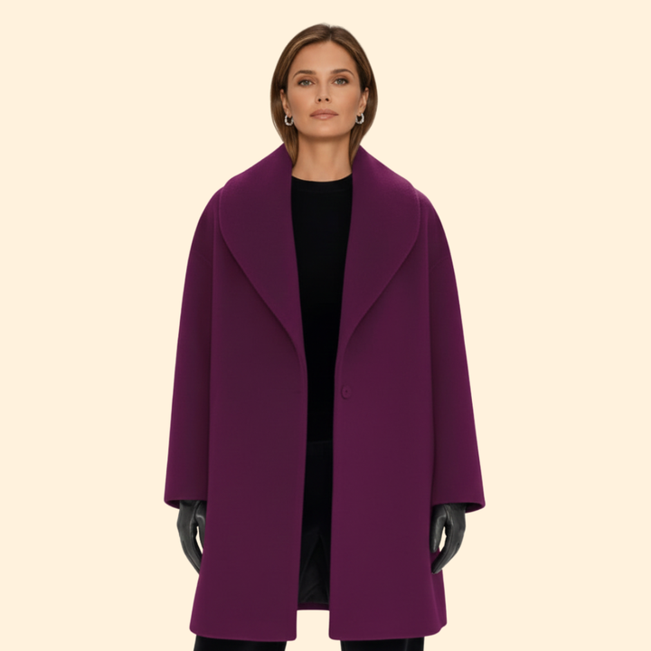 Women’s Mid-Length Coat with Wide Collar
