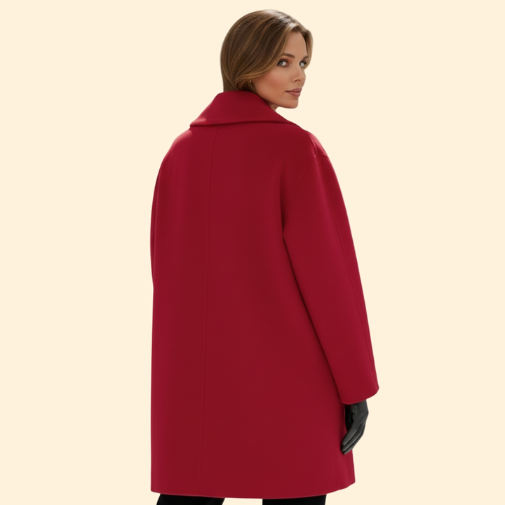 Women’s Mid-Length Coat with Wide Collar