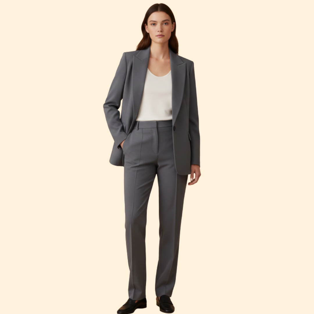 Women’s Pantsuit Set with Notched Lapels