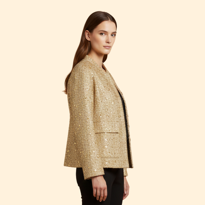 Women's Sequin Bomber Jacket with Relaxed Fit