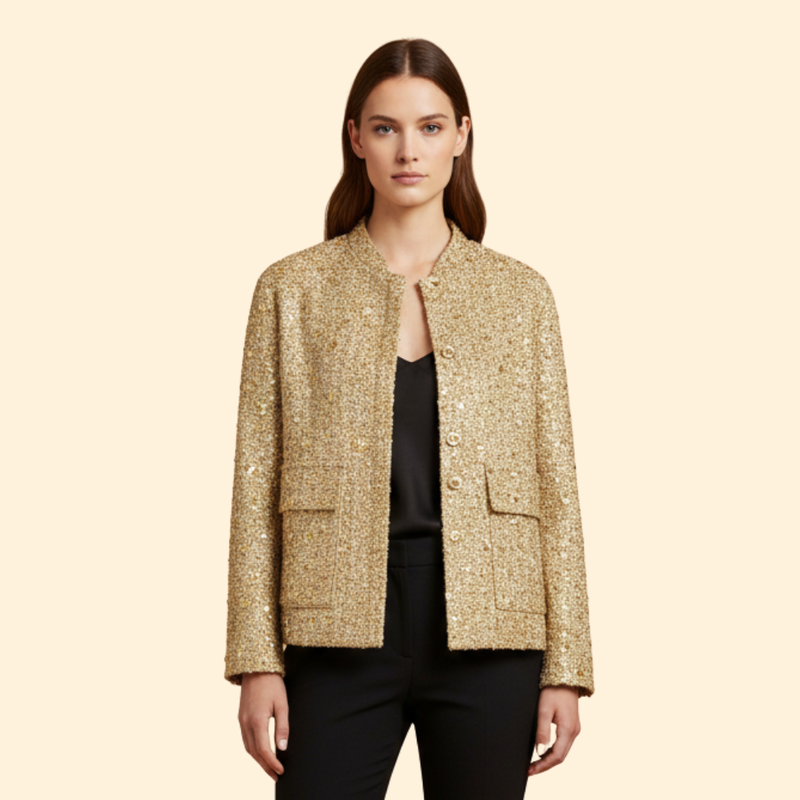 Women's Sequin Bomber Jacket with Relaxed Fit