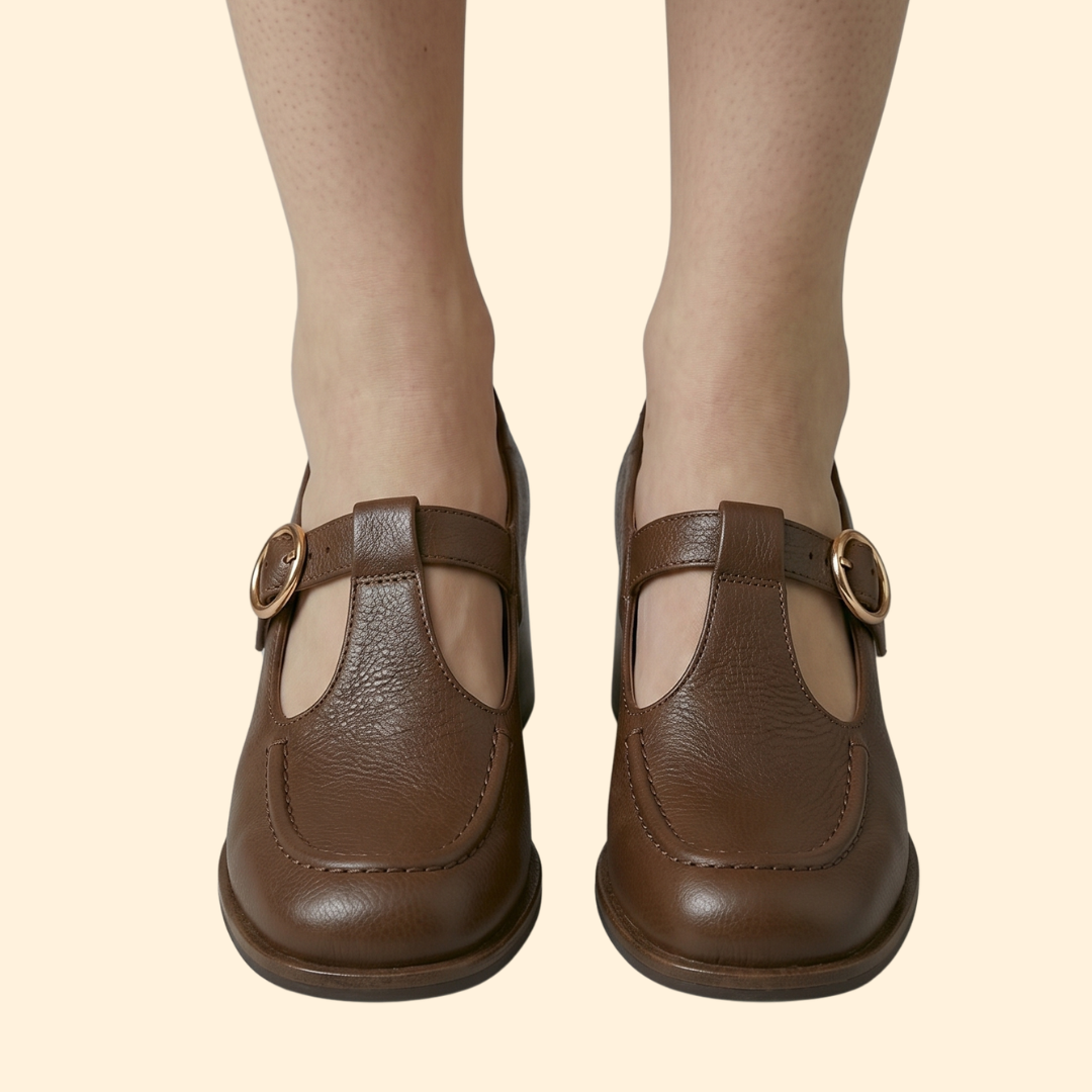 Women's Square Toe Heels with T-Strap
