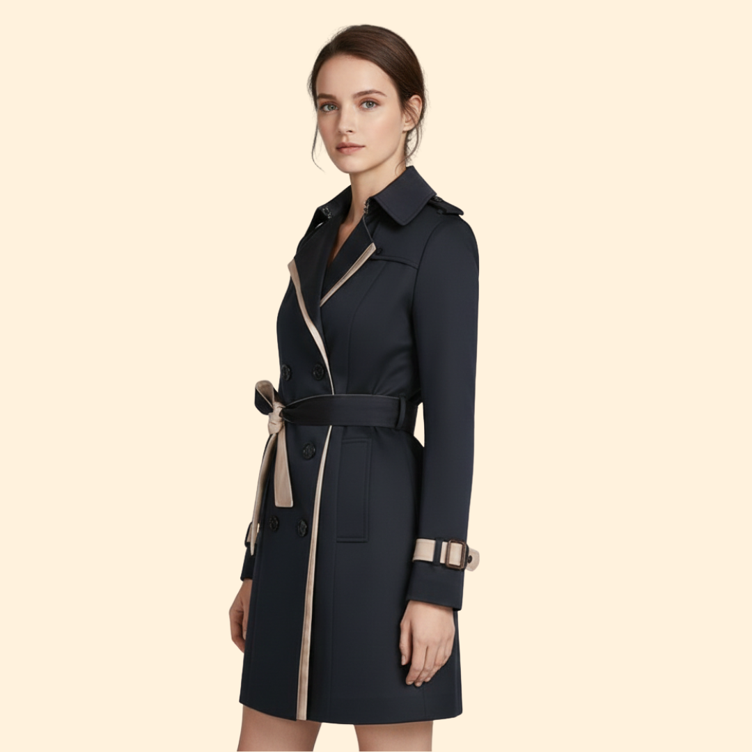Women’s Trench Coat with Contrast Trim