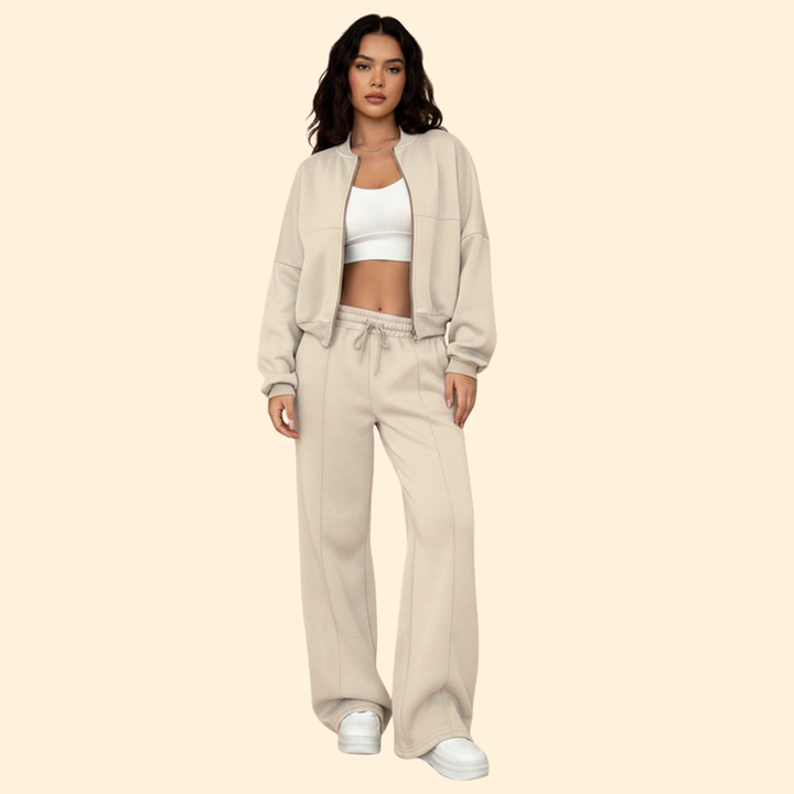 Women’s Zip-Up Bomber Jacket and Jogger Set