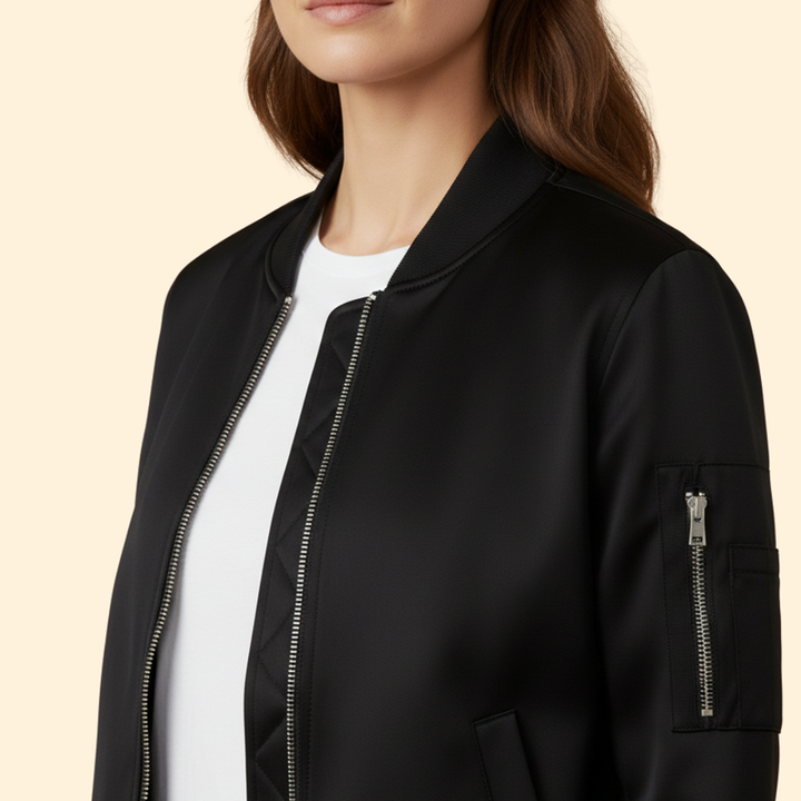 Women's Zip-Up Bomber Jacket with Sporty Cut
