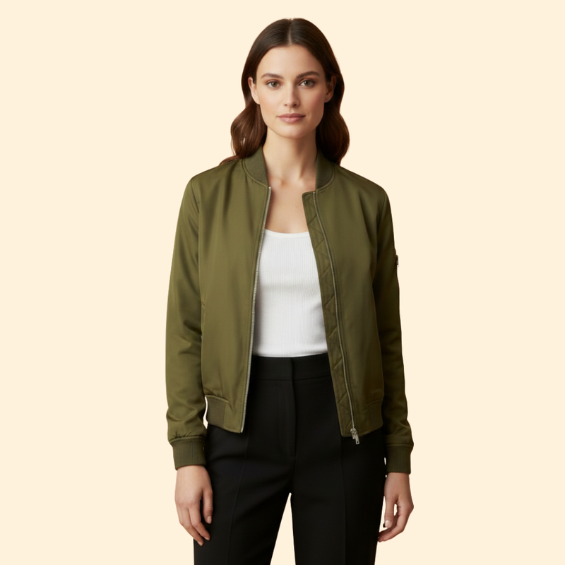 Women's Zip-Up Bomber Jacket with Sporty Cut