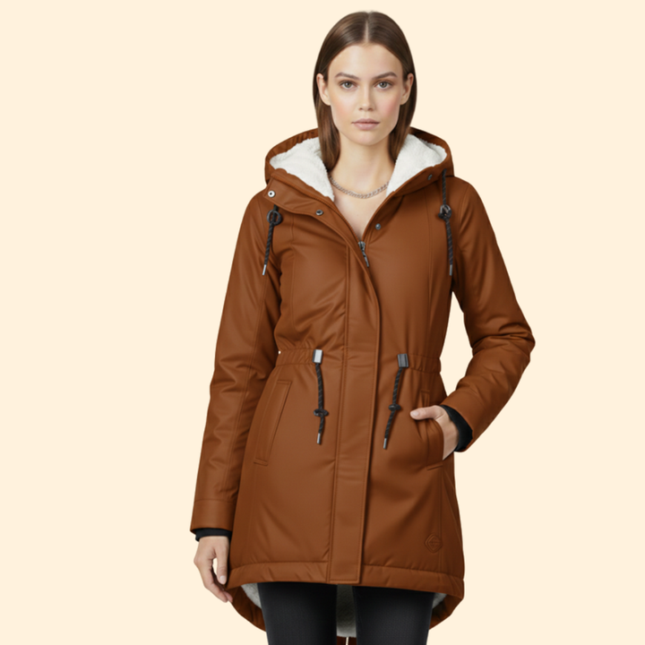Women’s Zip Coat with Sherpa Lined Hood