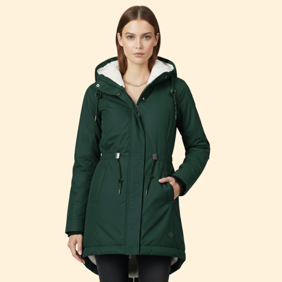 Women’s Zip Coat with Sherpa Lined Hood