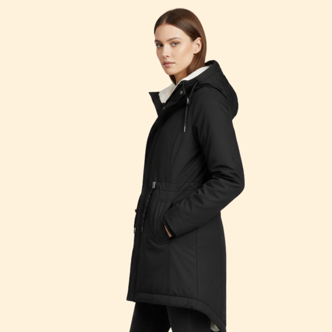 Women’s Zip Coat with Sherpa Lined Hood