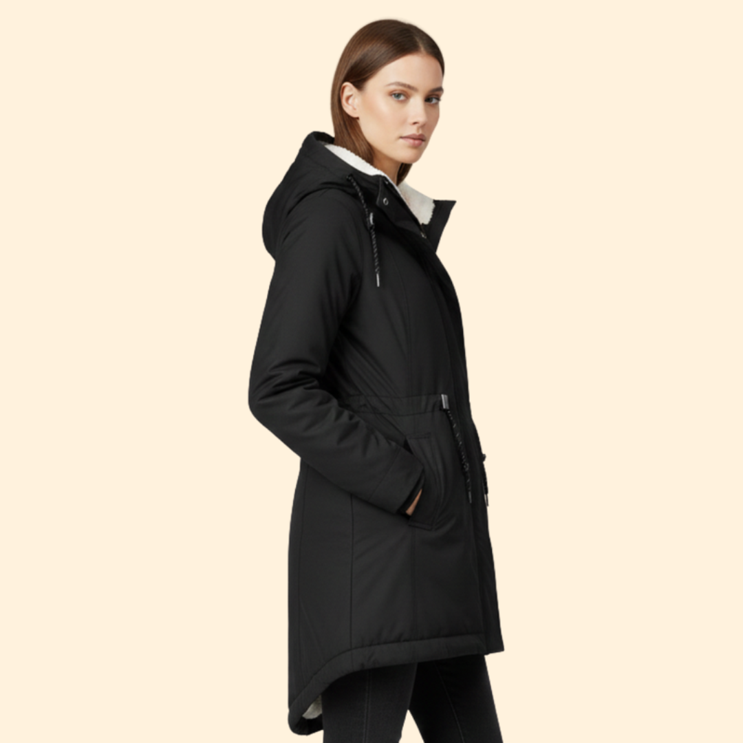 Women’s Zip Coat with Sherpa Lined Hood
