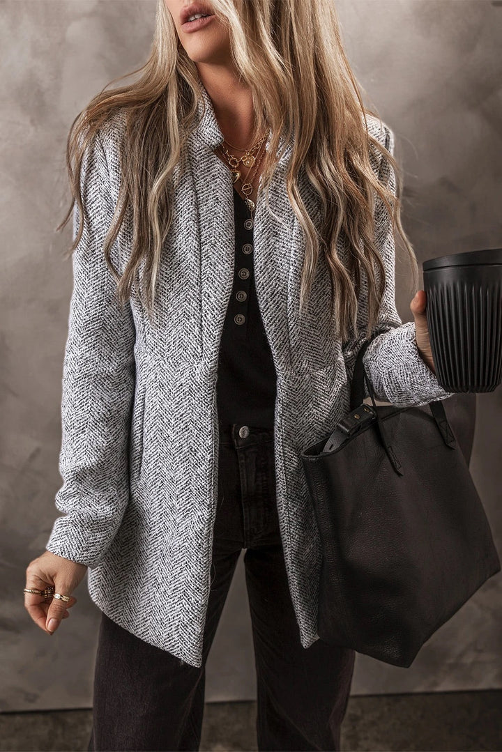 gray Lapel collar jacket with pockets