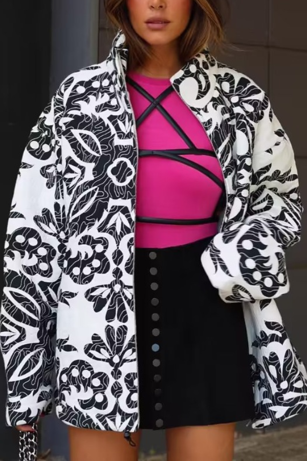 Collar Prwted casual cotton jacket