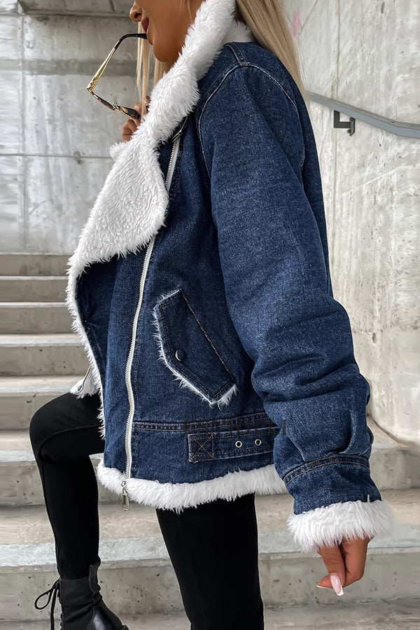 Wool Patchwork Revers Loose casual jacket