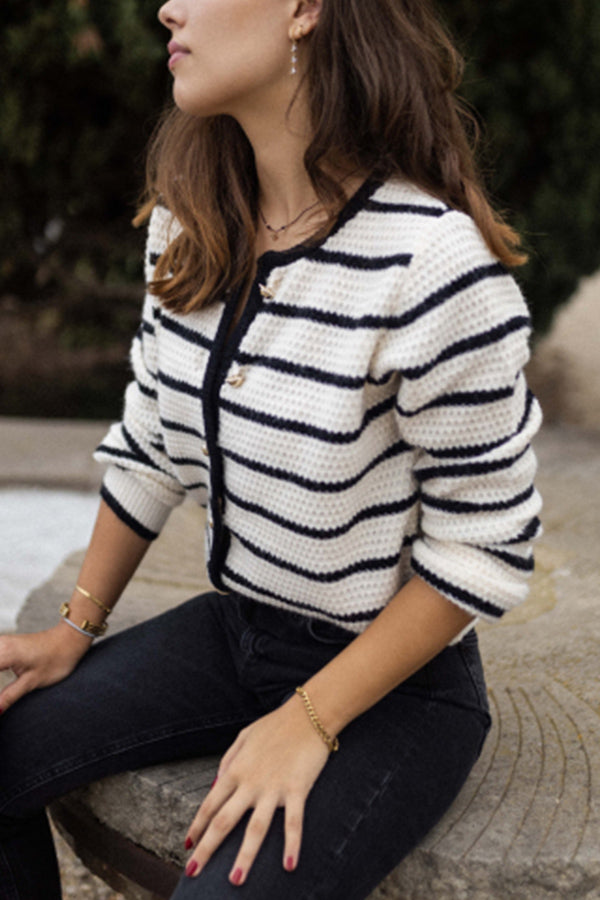 IN stripes Round Necklwe jacket