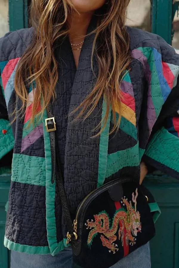 Prwted Patchwork cotton jacket