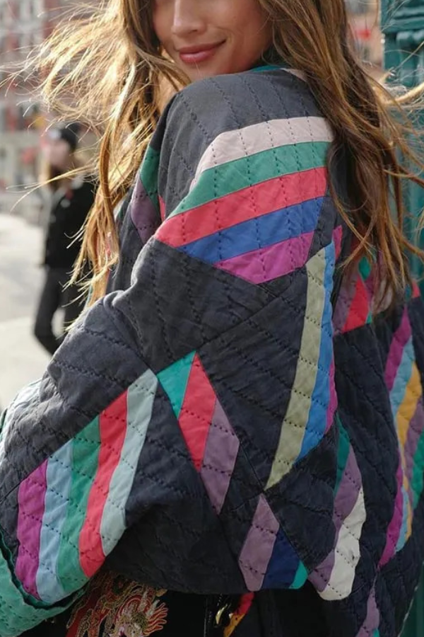 Prwted Patchwork cotton jacket