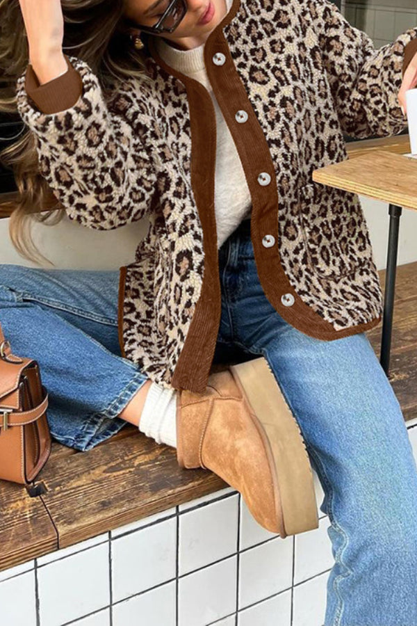 Leopard Loose Loose Cashmere warm jacket