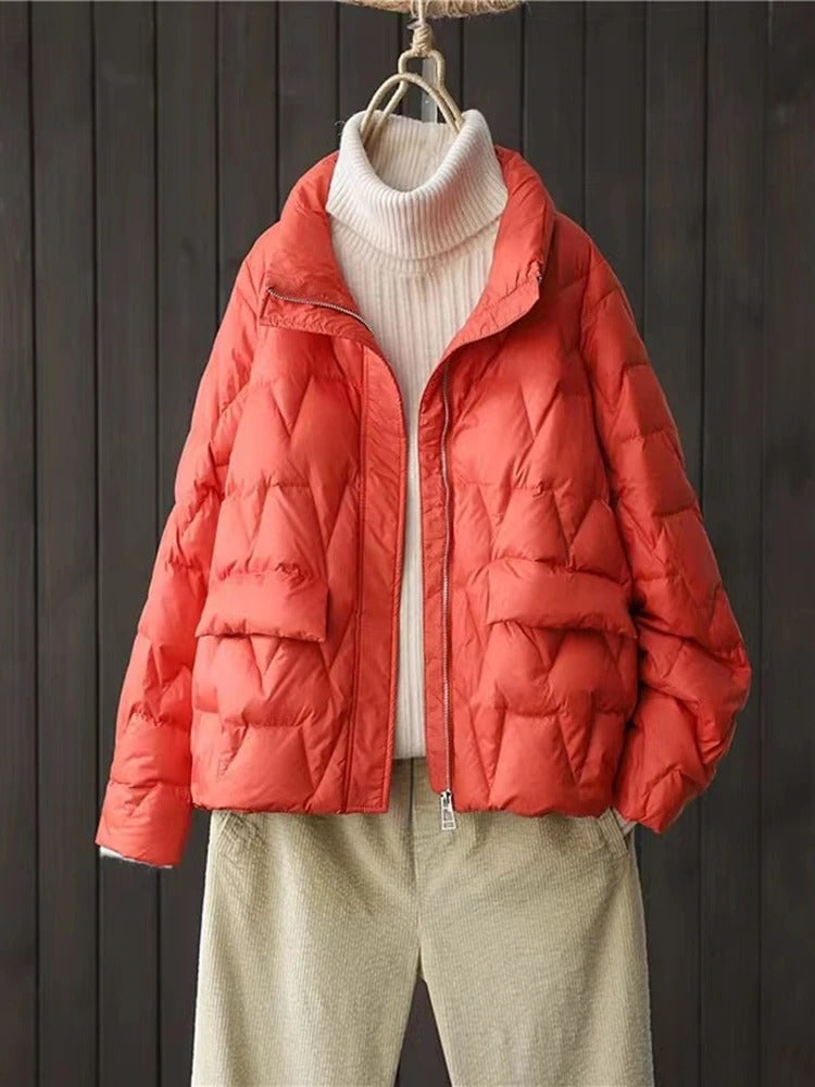 Ultralight padded Down jacket with stand collar for women