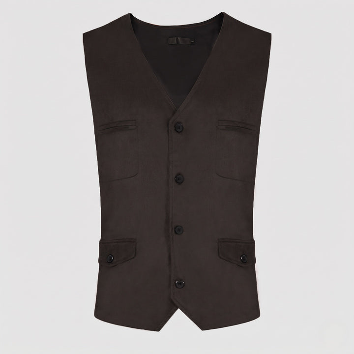 Women Casual Leather Vest with Fringe and Buttons